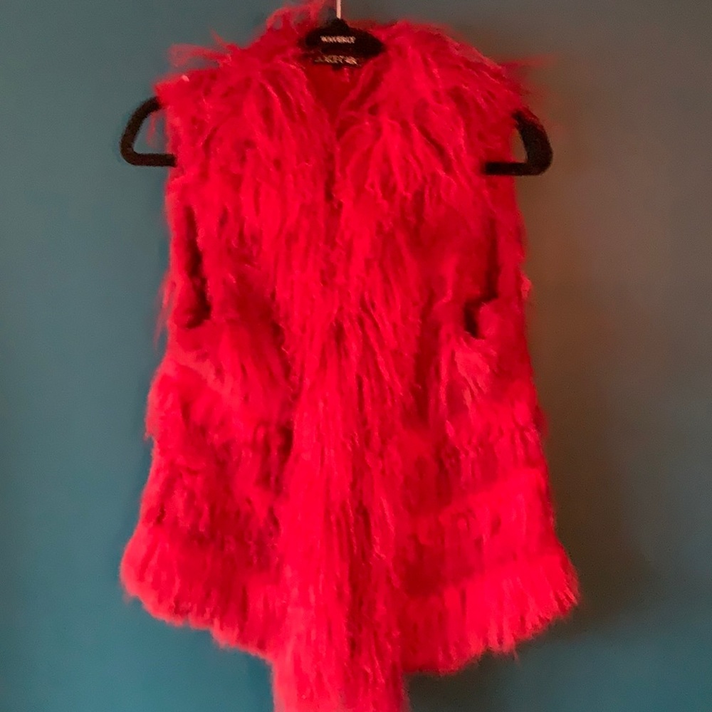 Dolce Cabo Red Mongolian Lamb Fur Vest (Small)